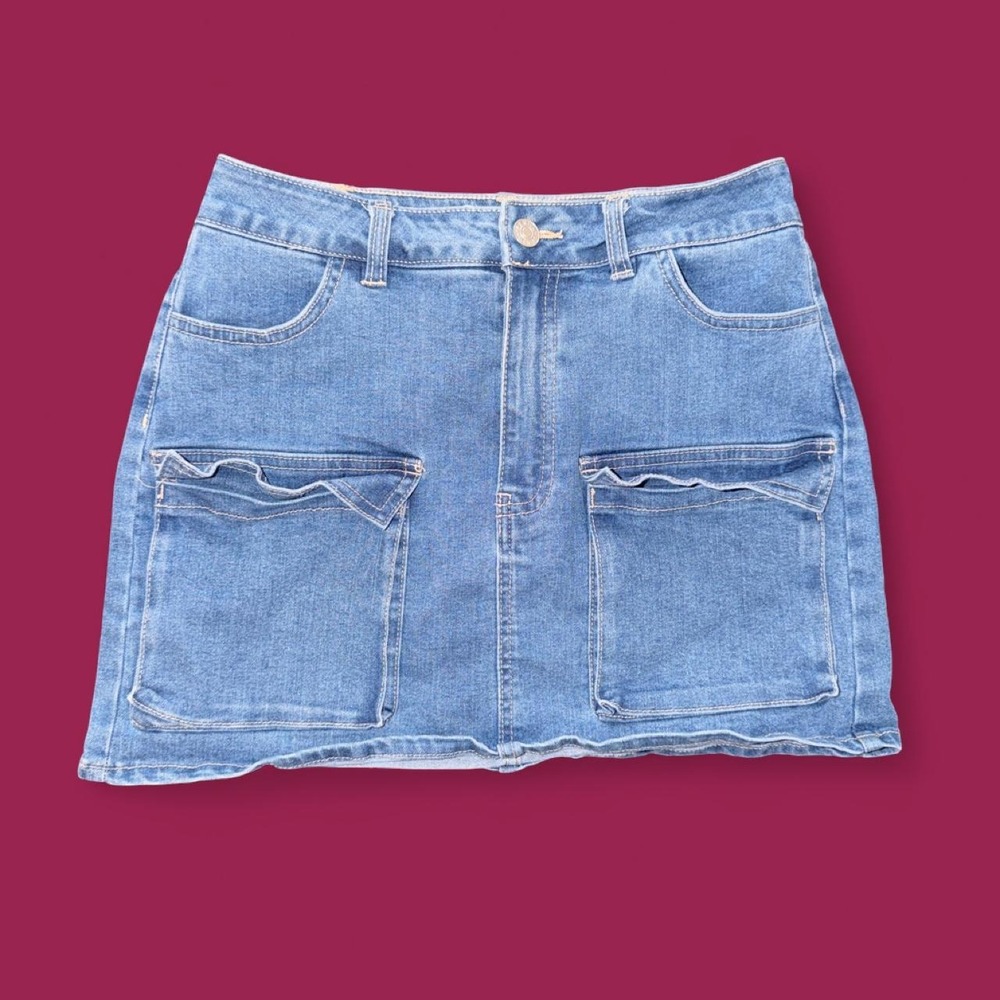 Love Tree Denim Blue Cargo Mini Skirt Women's Small Y2K